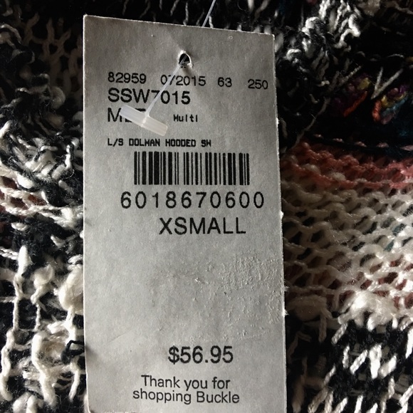 BEAUTIFUL BUCKLE HOODED KNIT SWEATER, XS, NWT - Picture 3 of 3